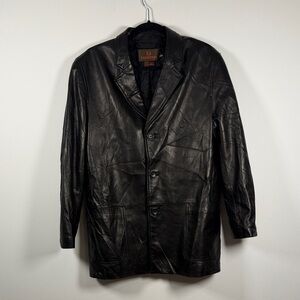 Danier Classic Black Leather Blazer Coat
